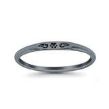 Paw Print & Wings Ring Oxidized Band Solid 925 Sterling Silver Thumb Ring (2.2mm)
