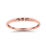 Paw Print & Wings Ring Oxidized Band Solid 925 Sterling Silver Thumb Ring (2.2mm)