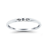 Paw Print & Wings Ring Oxidized Band Solid 925 Sterling Silver Thumb Ring (2.2mm)
