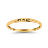 Paw Print & Wings Ring Oxidized Band Solid 925 Sterling Silver Thumb Ring (2.2mm)