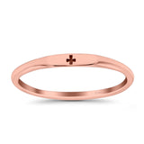 Small Cross Ring Oxidized Band Solid 925 Sterling Silver Thumb Ring (2.2mm)