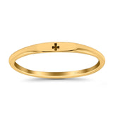 Small Cross Ring Oxidized Band Solid 925 Sterling Silver Thumb Ring (2.2mm)