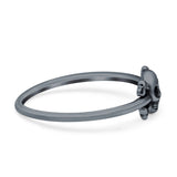 Skull & Crossbones Ring Oxidized Band Solid 925 Sterling Silver Thumb Ring (6.2mm)