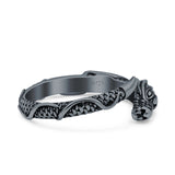 Dragon Ring Oxidized Band Solid 925 Sterling Silver Thumb Ring (7.3mm)