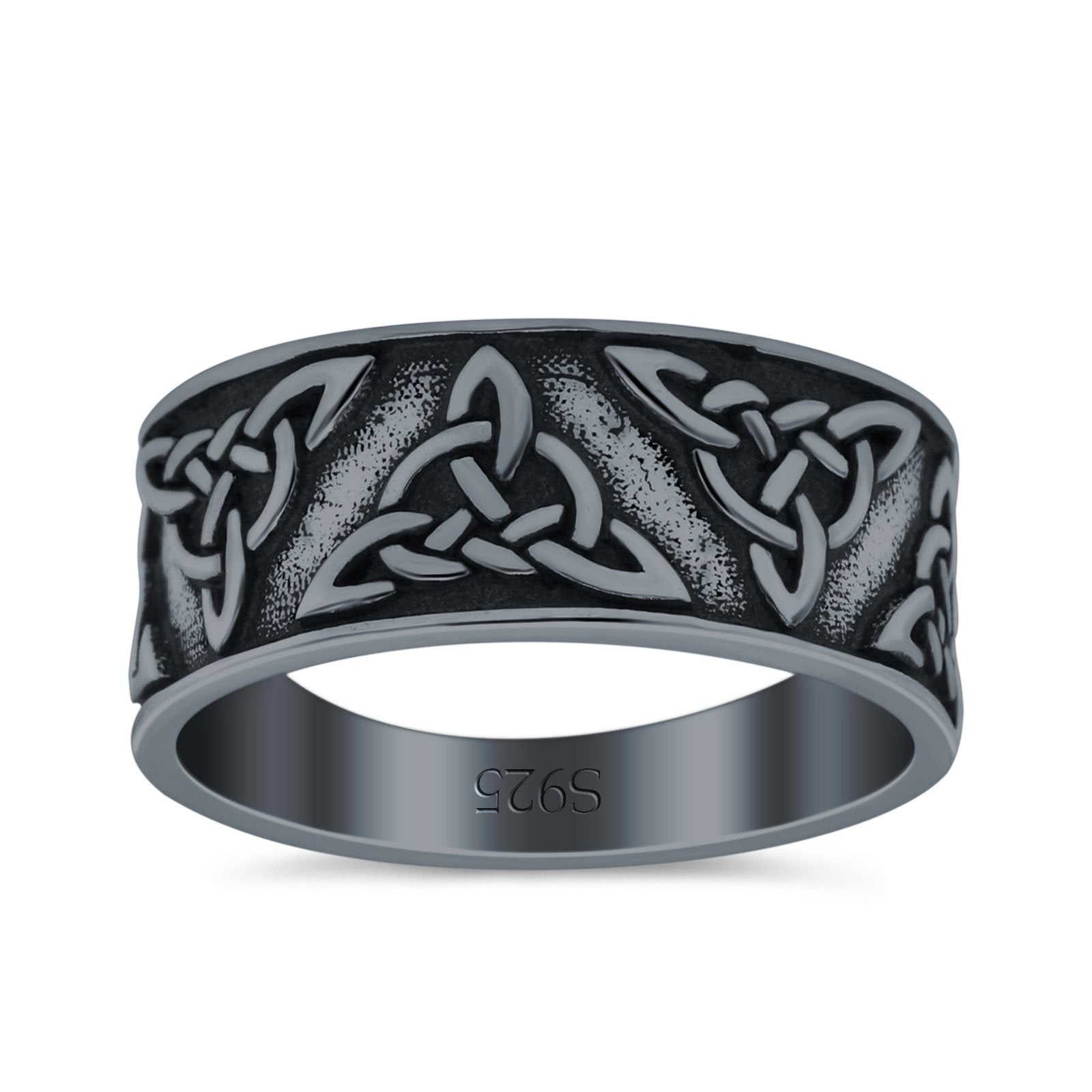 Petite Dainty Celtic Band Oxidized Ring Solid 925 Sterling Silver (7.8mm)