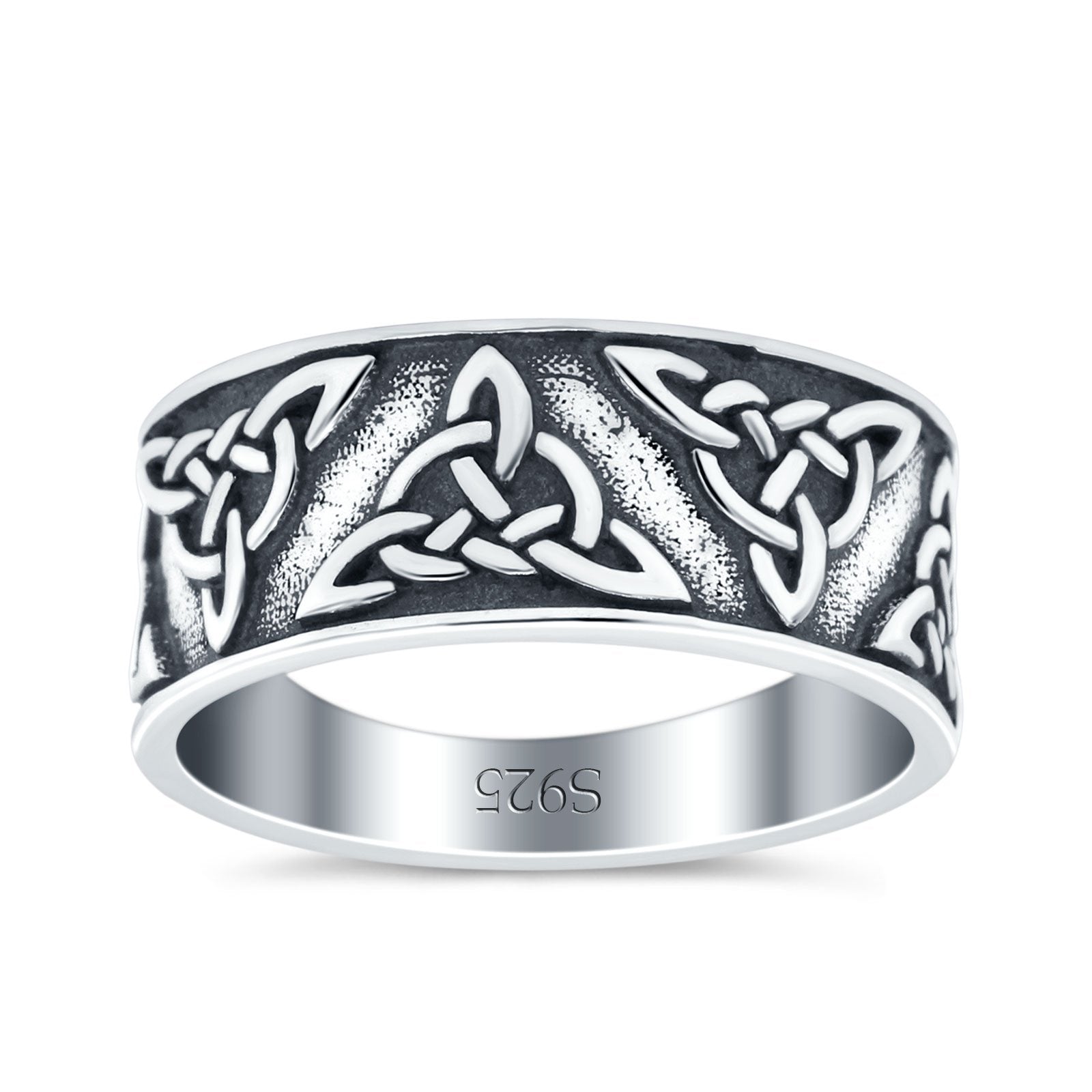 Petite Dainty Celtic Band Oxidized Ring Solid 925 Sterling Silver (7.8mm)