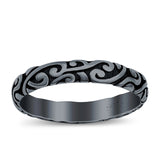 Filigree Ring Oxidized Band Solid 925 Sterling Silver Thumb Ring (3.7mm)