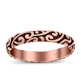 Filigree Ring Oxidized Band Solid 925 Sterling Silver Thumb Ring (3.7mm)