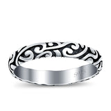 Filigree Ring Oxidized Band Solid 925 Sterling Silver Thumb Ring (3.7mm)