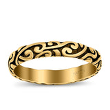 Filigree Ring Oxidized Band Solid 925 Sterling Silver Thumb Ring (3.7mm)