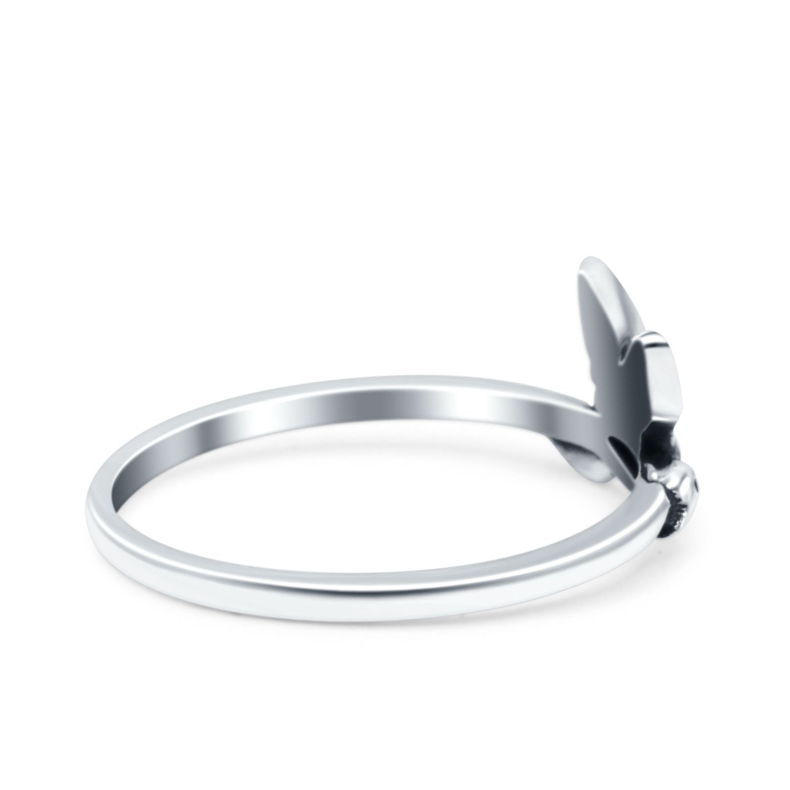 Bird Band Oxidized Ring Solid 925 Sterling Silver (8mm)