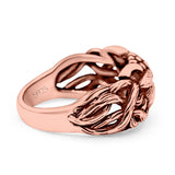 Owl Ring Oxidized Band Solid 925 Sterling Silver Thumb Ring (10.5mm)