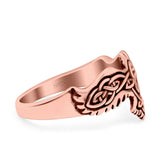 Celtic Ring Oxidized Band Solid 925 Sterling Silver Thumb Ring (11mm)