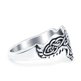 Celtic Ring Oxidized Band Solid 925 Sterling Silver Thumb Ring (11mm)