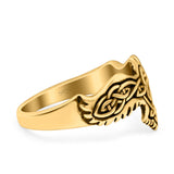 Celtic Ring Oxidized Band Solid 925 Sterling Silver Thumb Ring (11mm)