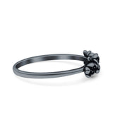 Flowers Ring Oxidized Band Solid 925 Sterling Silver Thumb Ring (5mm)