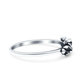 Flowers Ring Oxidized Band Solid 925 Sterling Silver Thumb Ring (5mm)