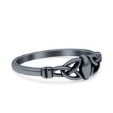 Celtic Ring Oxidized Band Solid 925 Sterling Silver Thumb Ring (5mm)