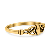Celtic Ring Oxidized Band Solid 925 Sterling Silver Thumb Ring (5mm)