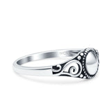 Bali Style Ring Oxidized Band Solid 925 Sterling Silver Thumb Ring (6.8mm)