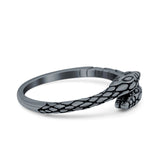 Snakes Band Oxidized Ring Solid 925 Sterling Silver (5.5mm)