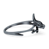 Bird Ring Oxidized Band Solid 925 Sterling Silver Thumb Ring (12mm)