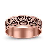 Trees Ring Oxidized Band Solid 925 Sterling Silver Thumb Ring (7mm)