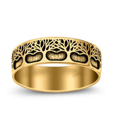 Trees Ring Oxidized Band Solid 925 Sterling Silver Thumb Ring (7mm)