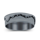 Mountains Ring Oxidized Band Solid 925 Sterling Silver Thumb Ring (6mm)