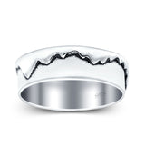 Mountains Ring Oxidized Band Solid 925 Sterling Silver Thumb Ring (6mm)