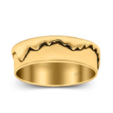 Mountains Ring Oxidized Band Solid 925 Sterling Silver Thumb Ring (6mm)