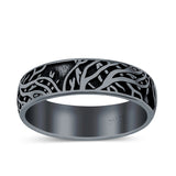 Branches Ring Oxidized Band Solid 925 Sterling Silver Thumb Ring (6mm)