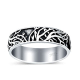 Branches Ring Oxidized Band Solid 925 Sterling Silver Thumb Ring (6mm)