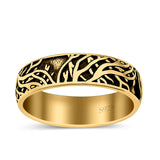 Branches Ring Oxidized Band Solid 925 Sterling Silver Thumb Ring (6mm)
