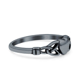 Heart Celtic Ring Oxidized Band Solid 925 Sterling Silver Thumb Ring (5mm)