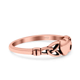 Heart Celtic Ring Oxidized Band Solid 925 Sterling Silver Thumb Ring (5mm)