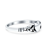 Heart Celtic Ring Oxidized Band Solid 925 Sterling Silver Thumb Ring (5mm)