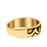 Mountains & Sun Ring Oxidized Band Solid 925 Sterling Silver Thumb Ring (6mm)