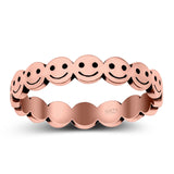 Happy Face Ring Oxidized Band Solid 925 Sterling Silver Thumb Ring (4mm)