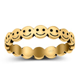 Happy Face Ring Oxidized Band Solid 925 Sterling Silver Thumb Ring (4mm)