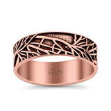 Tree Branches Ring Oxidized Band Solid 925 Sterling Silver Thumb Ring (7mm)