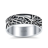 Tree Branches Ring Oxidized Band Solid 925 Sterling Silver Thumb Ring (7mm)
