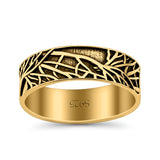 Tree Branches Ring Oxidized Band Solid 925 Sterling Silver Thumb Ring (7mm)