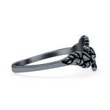 Leaves Ring Oxidized Band Solid 925 Sterling Silver Thumb Ring (8mm)