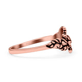 Leaves Ring Oxidized Band Solid 925 Sterling Silver Thumb Ring (8mm)