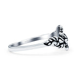 Leaves Ring Oxidized Band Solid 925 Sterling Silver Thumb Ring (8mm)