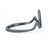 Heartbeat Ring Oxidized Band Solid 925 Sterling Silver Thumb Ring (11mm)