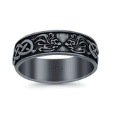 Celtic Ring Oxidized Band Solid 925 Sterling Silver Thumb Ring (7mm)