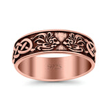 Celtic Ring Oxidized Band Solid 925 Sterling Silver Thumb Ring (7mm)