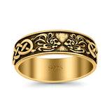 Celtic Ring Oxidized Band Solid 925 Sterling Silver Thumb Ring (7mm)
